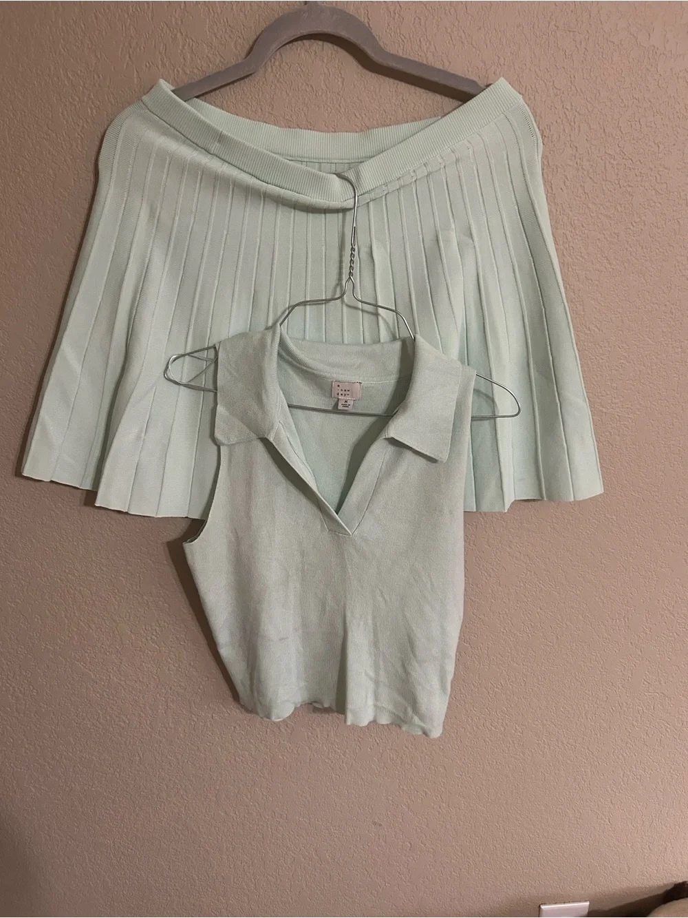 a new day Mint Green Ribbed Knit Polo Dress